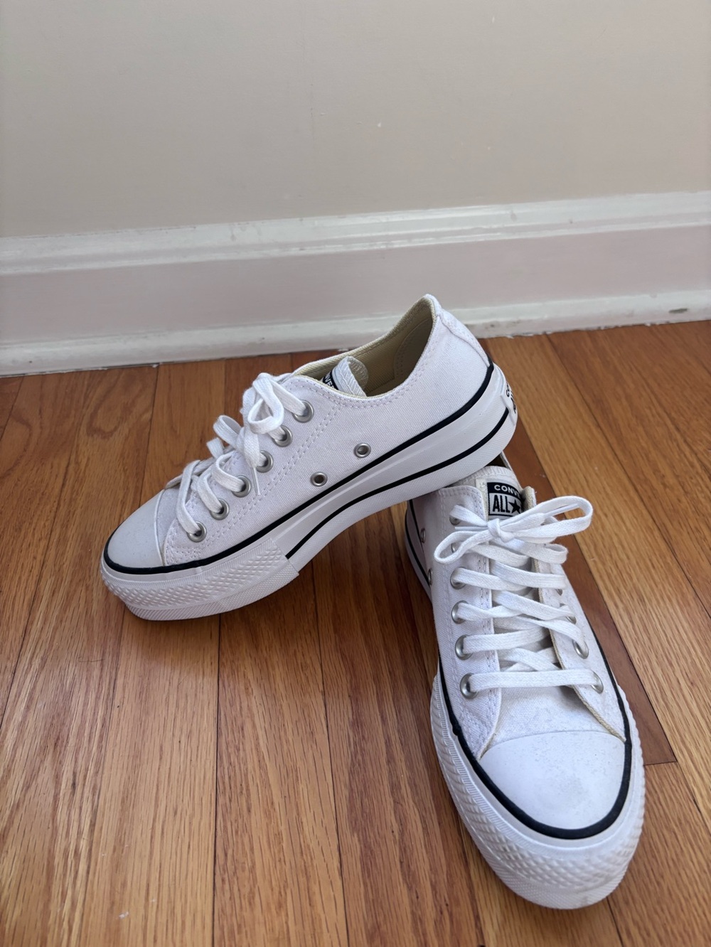 Converse White Low Top Platform Sneakers